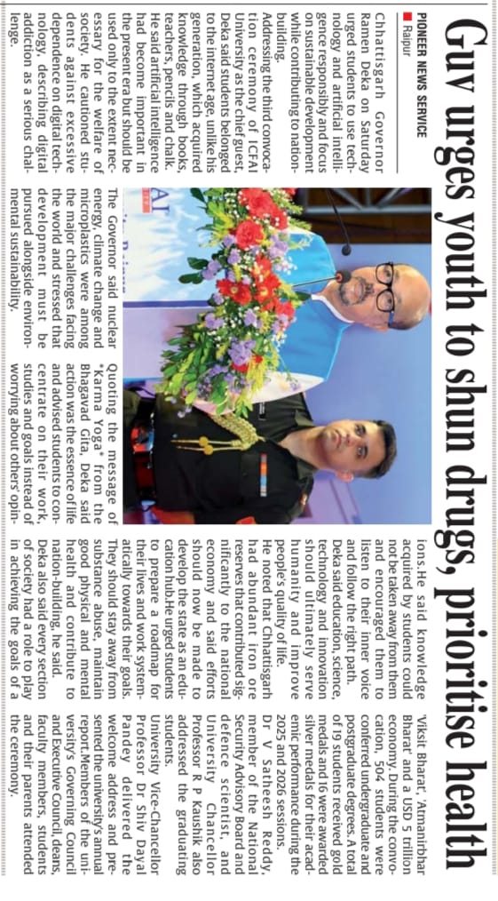 ICFAI University Raipur Celebrates Academic Excellence at its 3rd Convocation Ceremony